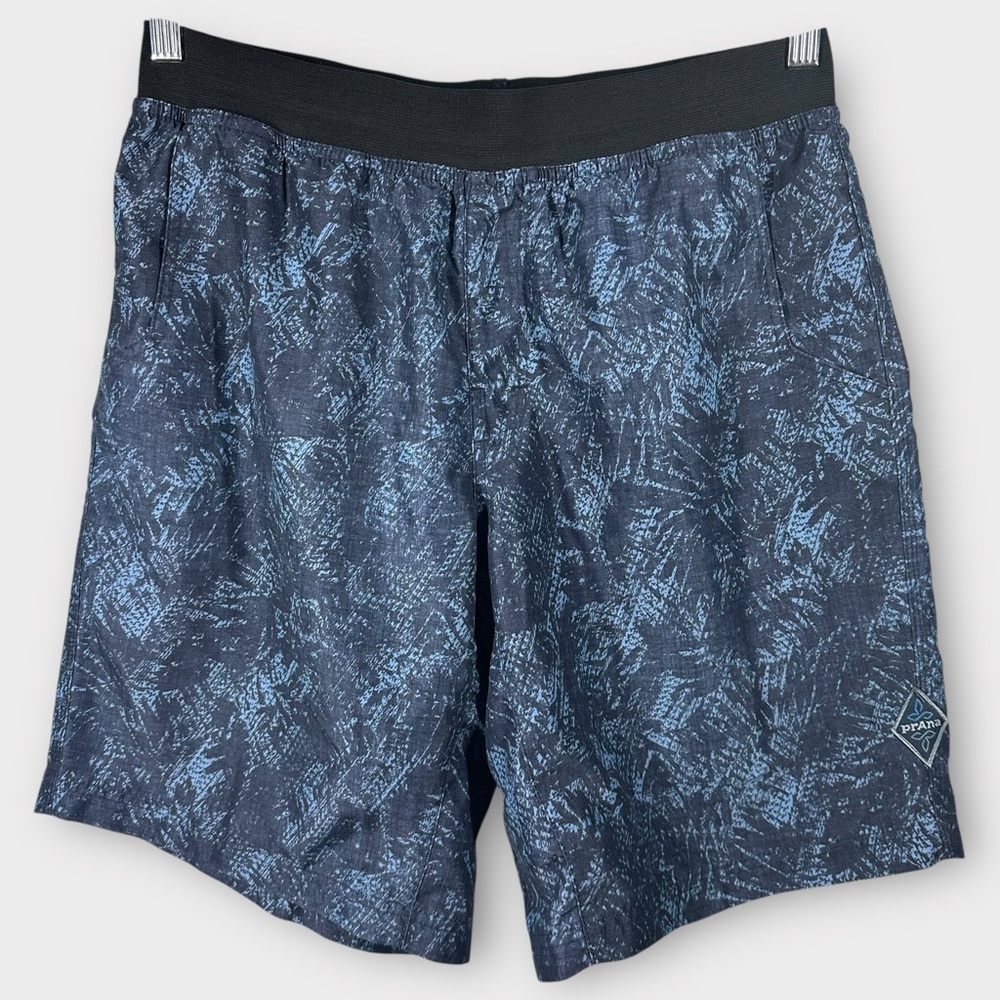 Prana Black and Blue Patterned Athletic Shorts